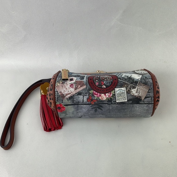 Nicole Lee PARIS Cute Multi color Vegan Leather Kiss Lock Wristlet Bag - Picture 3 of 9